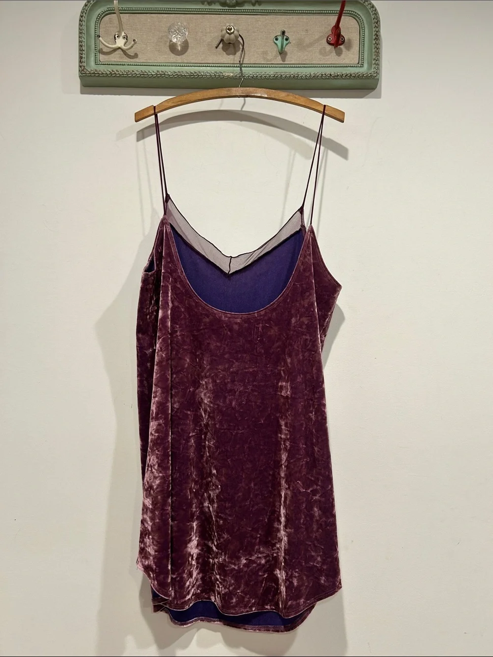 Vintage Y2K Lilac Wine Velvet Slip Mini Dress in Dusty Plum large women’s purple - Picture 7 of 7